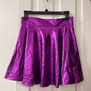 Shiny Metallic Purple Skater Skirt